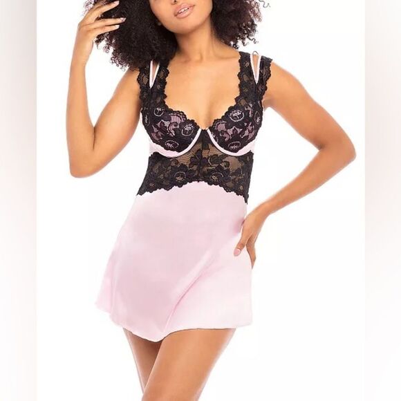 OH LA LA CHERI Padded Cup Chemise Lingerie with Strap and Body Keyhole Details - Picture 1 of 9